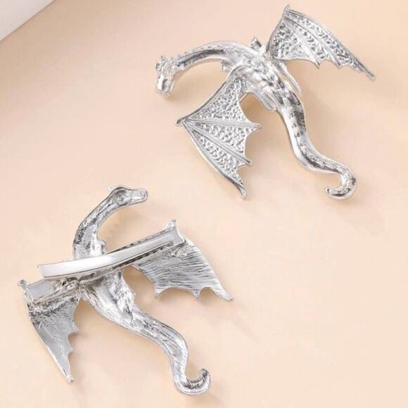 SALE Silver Dragon Hair Clip 2 Piece Set - Picture 2 of 4